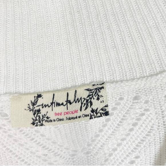 Free People Small S White On Point Bodysuit Sleeveless Knit Ribbed Mock Neck - Picture 9 of 14